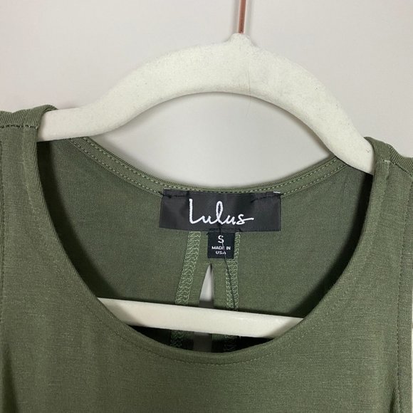 Lulus Olive Green Swing Mini Dress Womens Small Sleeveless Summer Flirty Jersey - Picture 2 of 9